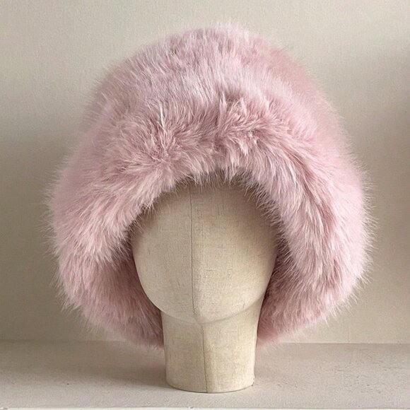 Pink Women's Warm faux fur Bucket Hat - Picture 6 of 8